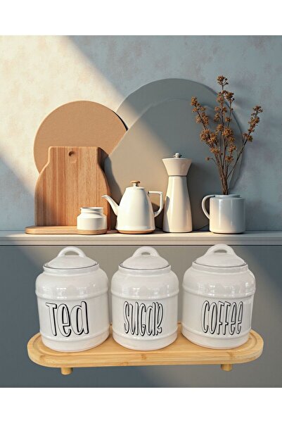 Coş Ev Mutfak مجموعة من 3 برطمانات مع حامل