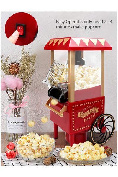 NEONI Hot Air Popcorn Machine, 1200W Electric Popper (Small, Red)
