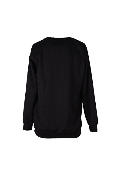 trender 0 Collar 2 Thread Black Men's Sweatshirt What Print