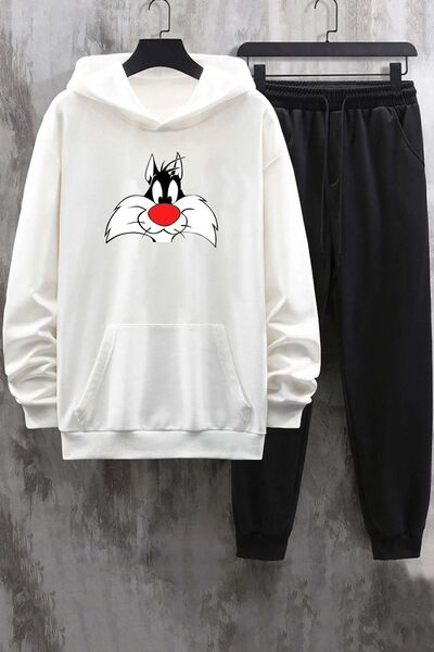 trendypassion Σετ φόρμας Unisex White Hooded Sylvester