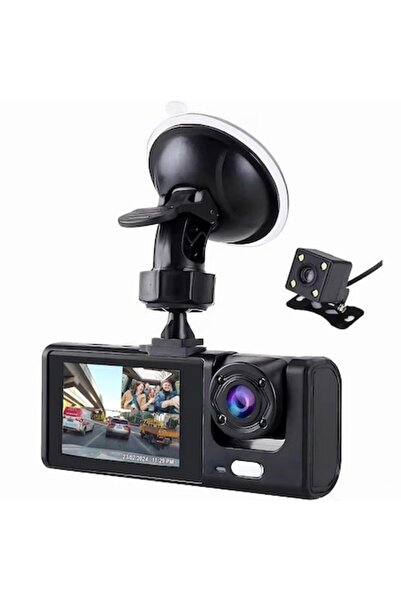 Dare4U Cameră triplă auto WiFi Full HD 1080p 3 lentile 170° 2" IPS Viziune nocturnă