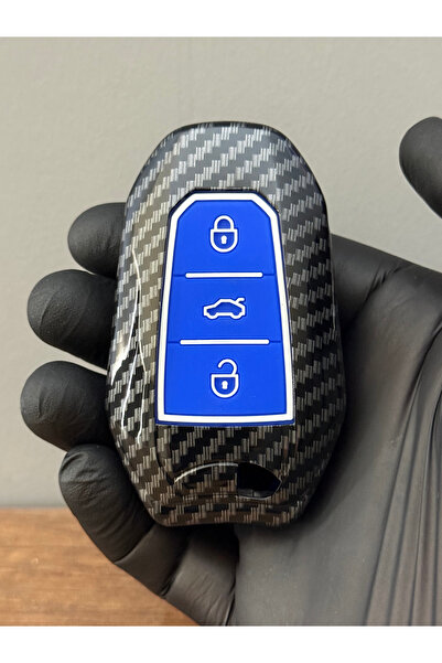 Luxe Aksesuarr Citroen berllingo c-elysee - Peugeot 208-508-3008-5008 - Opel Husă pentru chei din fibră de carbon cu 3 butoane