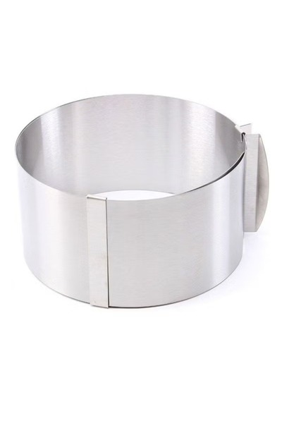 Generic Adjustable metal hoop, stainless steel, silver color, round size, for baking and pastries
