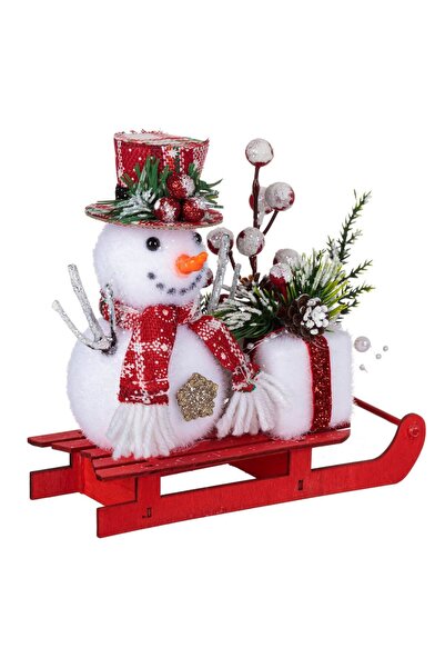 OEM Χριστουγεννιάτικη Διακόσμηση Τραπεζιού Ξύλινο Έλκηθρο Χιονάνθρωπος από Αφ...