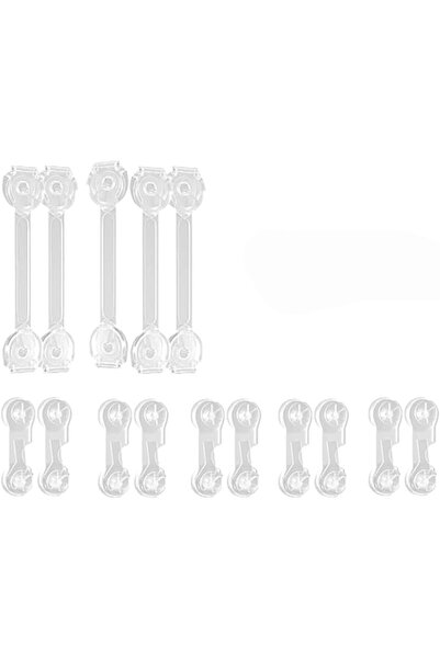 Yuroochii Child Safety Cabinet Locks (Pack of 15) — Transparent Multi-Purpose Adhesive ABS Locks
