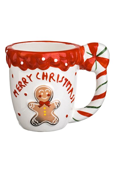 OEM Χριστουγεννιάτικη Κούπα Λευκή Κόκκινη με Ανθρωπάκι από Τζίντζερμπρεντ και...