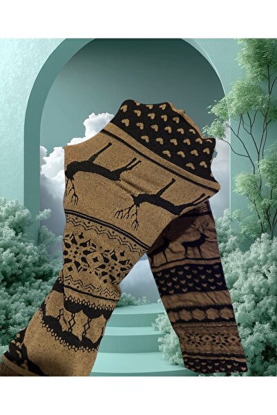 İntive Lingerie Emily 40 Den Deer and Winter Concept Design Patterned Cotton Mesh Pantyhose