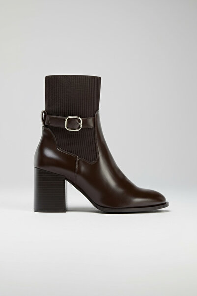 Adım Dünyası Υφασμάτινα μποτάκια με τακούνι Bitter Brown