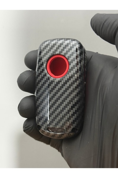 Mavi Keys Husă de protecție pentru chei din fibră de carbon cu 3 butoane pentru Volkswagen Polo-Golf-Jetta-Caddy UDS Sustalı, cheie roșie