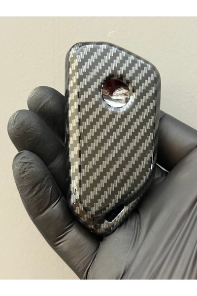 Mavi Keys Husă de protecție pentru cheie cu telecomandă din fibră de carbon cu 3 butoane compatibilă cu Volkswagen Golf 8, cheie roșie