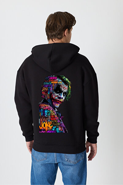 Windy Island Ανδρικό φούτερ oversized 100% βαμβάκι «Joker» πίσω με τύπωμα μαύ...