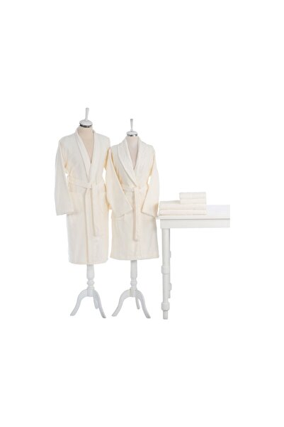 Özdilek Aile Bornoz Seti Orkide Krem Krem