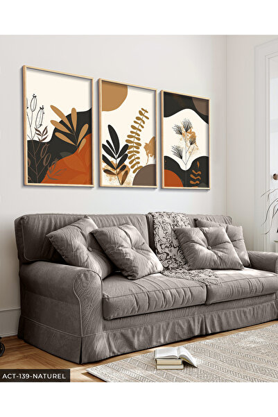 Evinemoda Botanička umetnost 3-dijelna slika u drvenom okviru ACT