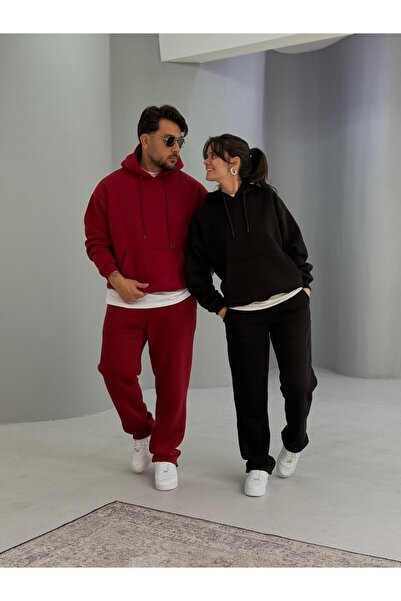 Baycombine35 Sevgili Kombini - 3 İplik Ş Fleece-Lined Tracksuit Set, Set of 4