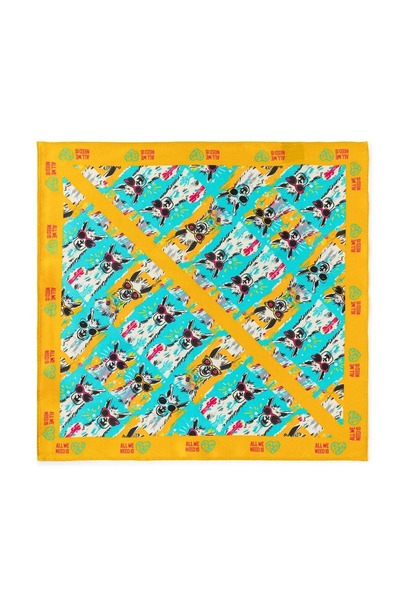 All We Need Is Pets Crazy Llama Yellow Silk Bandana for Cats Dogs and Pet Lovers