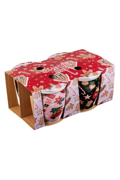 OEM Set of Ceramic Mugs with Christmas Figurines & Patterns 420ml - 4pcs