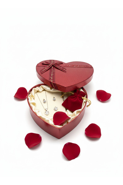 abnturk 1 Adet Kırmızı Deri Görünümlü Parlak Kabartmalı Büyük Boy Kalp Kurdel...