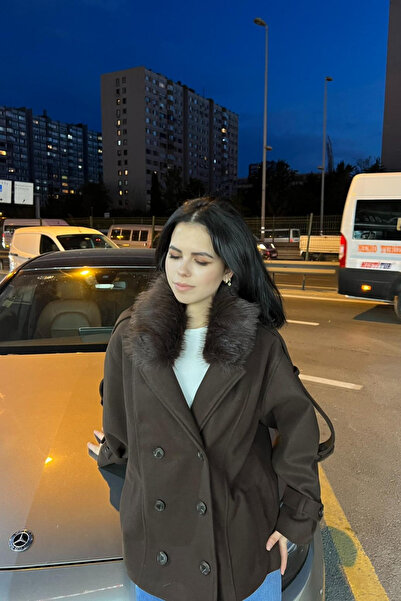 thesunfyre Γυναικείο μπουφάν με γούνινο γιακά και τσέπες