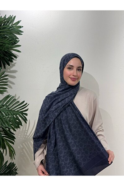 MORZE İthal çift taraflı Coach İpek Pamuk Şal-lacivert
