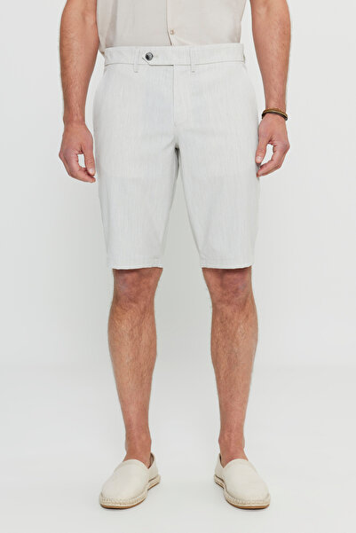 ALTINYILDIZ CLASSICS Ανδρικό σορτς ταξιδιού από γκρι βαμβακερό εφαρμοστό με στενή εφαρμογή με σχέδιο γκοφρέ με ελαστικές πλαϊνές τσέπες