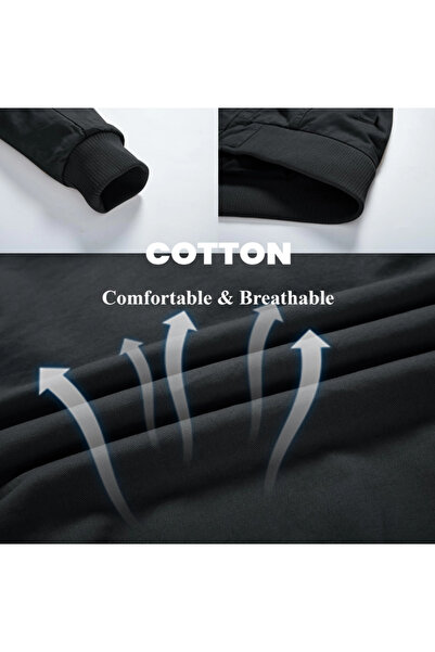 Kefitevd Men's Transition Jacket Lightweight Autumn Bomber Cargo Jacket Black S