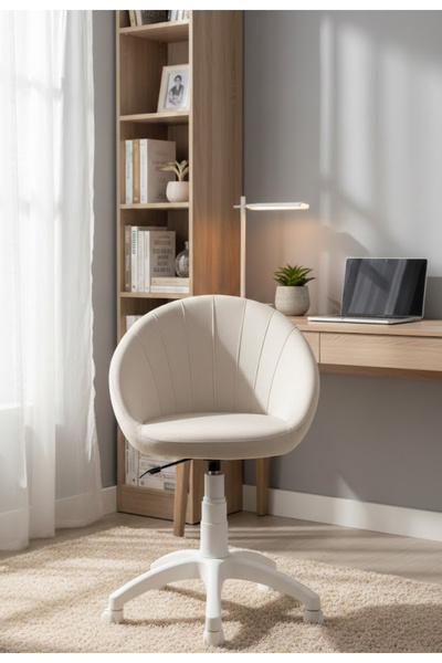 KUZEYSANDALYE Deniz Kabuğu Beyaz Ayaklı Çalışma Sandalyesi Yetişkin ve Çocuk ...