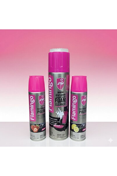 Flamingo Flamingo Car Care Package – F024L Dashboard Shine 220ml Lemon + Strawberry + F002SA Seat & Upholstery Cleaner 650ml