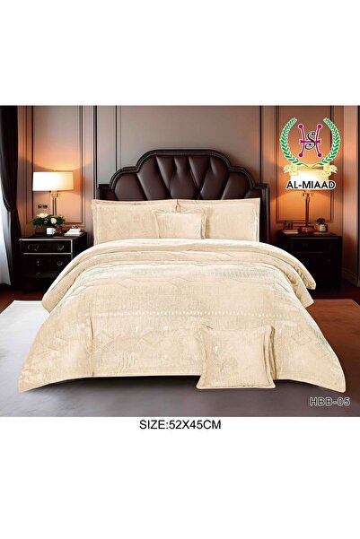 HOURS Meead Winter Double Bed Set, Luxurious Winter Collection, 6 Pieces, Faux Fur on Velvet
