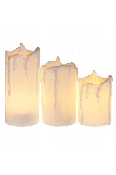 miraza Decoratiune pentru Craciun Set 3 Lumanari LED,Lumina Calda,Efect de Ceara,Baterii Incluse