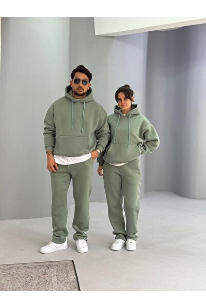 Baycombine35 Sevgili Kombini - 3 İplik Ş Fleece-Lined Tracksuit Set, Set of 4