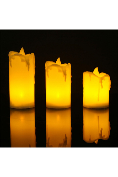 miraza Decoratiune pentru Craciun Set 3 Lumanari LED,Lumina Calda,Efect de Ce...