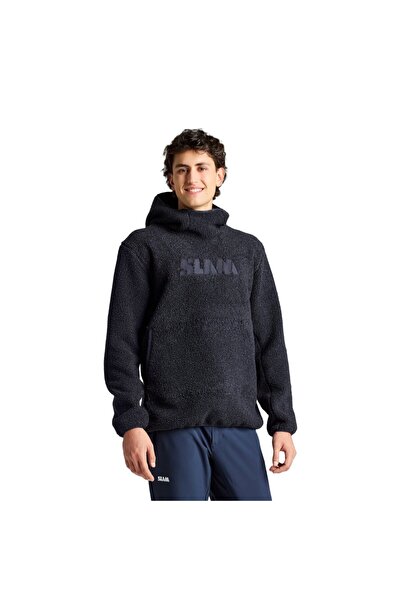 Slam هودي ثقيل بشعار للرجال، سترة رياضية زرقاء للرجال A107011S00