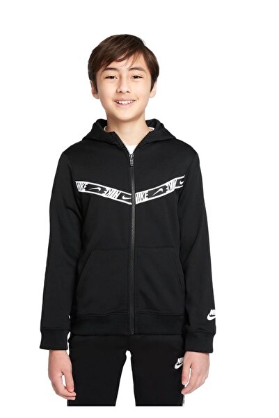 Nike B Nsw Repeat Pk Fz Hoodie Çocuk Siyah Günlük Stil Sweatshirt