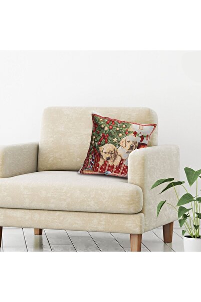 OEM Christmas Decorative Pillowcase Embroidered Pattern Dogs 40x40cm