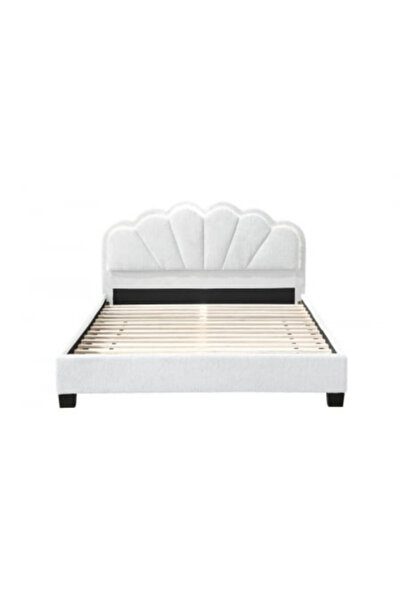 OEM Comfort 2 upholstered bed with LED, 120x200, wooden frame with fixed slatted base, Cream color