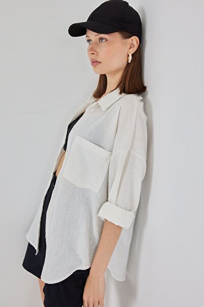 Hiccup Bdart Basic Shirt with Pocket Detail in Linen Blend