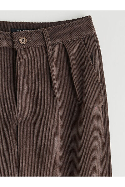 LC Waikiki Xside Brown Loose Fit Velvet Women's Trousers