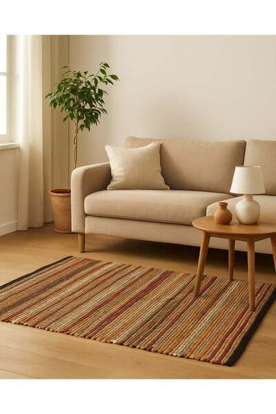 Generic Handwoven Indian rug – 60% leather / 30% jute / 10% cotton