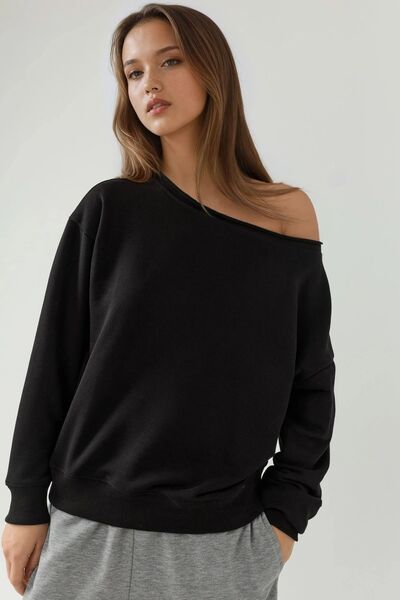 Hiccup Boat Neck Relaxed Cut Sweatshirt