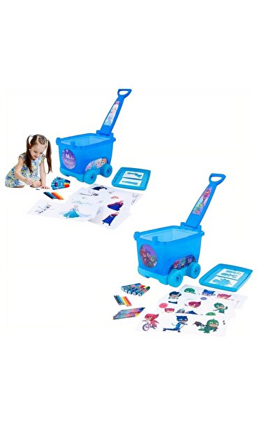OEM Kids Coloring Trolley Set – 6 Markers + 6 Colored Pencils, PJ Masks / Frozen Theme