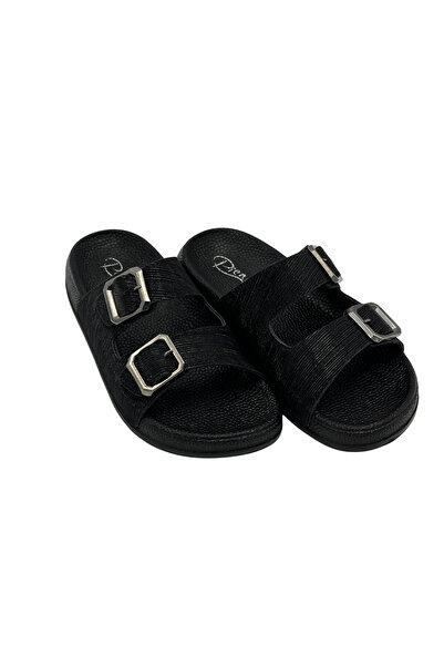 Pienn Anatomical Flexible Comfortable Silvery Printed Two Buckle Women's Slippers