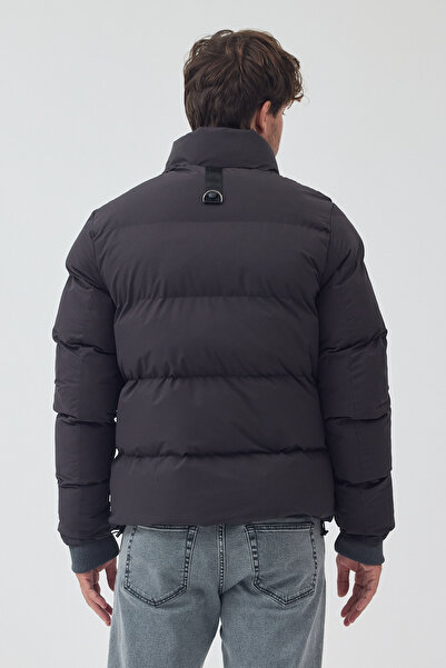 LEVEL HİGH Men's Hoodless Padded Winter Black Puff Coat