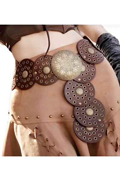 Lydie's Women's Metal Medallion Buckle, Studded Cowboy Style New Trend Belt