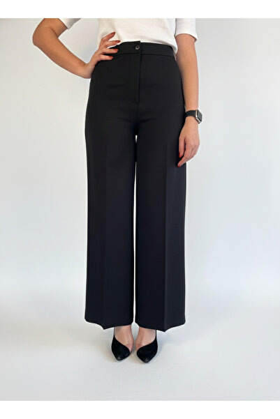 Hamiyet Doğan Black High Waist Wide Leg Palazzo Trousers