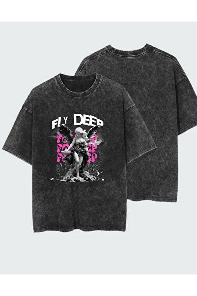 DEEFWEAR Tricou unisex cu imprimeu, spălat și uzat