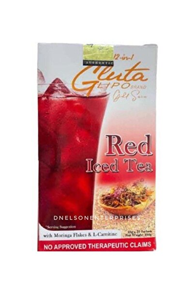 Gluta Lipo 12-in-1 Red Iced Tea | Slimming Herbal Tea with Moringa, L-Carniti...