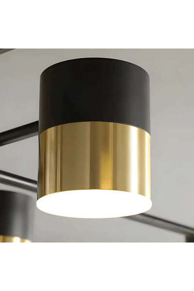 ALC-Shop Lustra LED cu Telecomanda MARIO, 56W, 8 Elemente, Lumina Rece/Calda/Neutra, Dimabila, Negru/Auriu