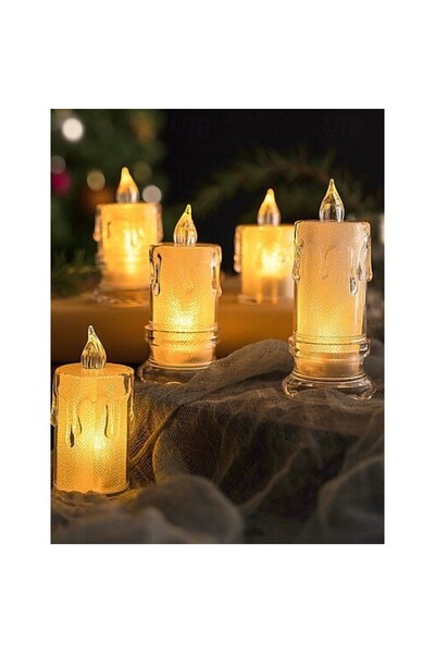 Gusion Pilli Mum 11 cm 12’li Romantik Ve Huzurlu Atmosfer Led Davet Düğün Par...