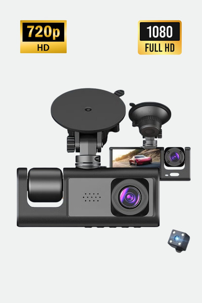 X-All داش كام ثلاث كاميرات أمامي 1080P وداخلي 720P وخلفي 720P واي فاي عن طريق التطبيق