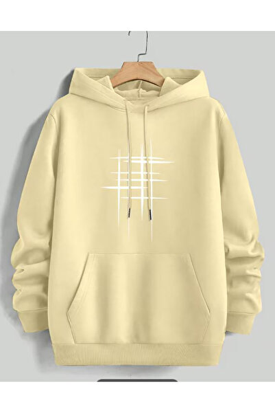 caddekombin Print Detailed Hooded Sweatshirt